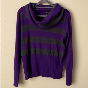 Apt 9 XL long sleeve Purple gray striped cowl neck winter sweater size XL NWT